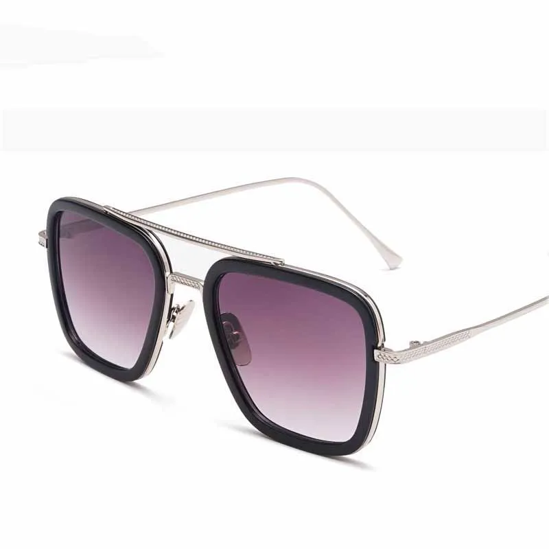 

Fashion Square Sun Glasses Men Women Double Beam Thread Metal Big Frames Sunglasses Gradient Eyeglasses UV400 Frame