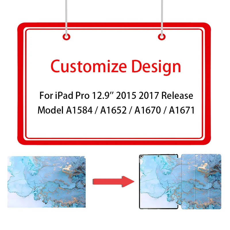 Custom Design MTT Чехол для iPad Pro 12,9 дюймов мраморная текстура искусственная кожа откидной смарт-чехол для планшета A1584 A1652 A1670 A1671 - Цвет: Custom Design