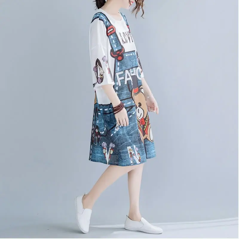 Женское повседневное свободное летнее платье 2020 женские длинные топы с круглым