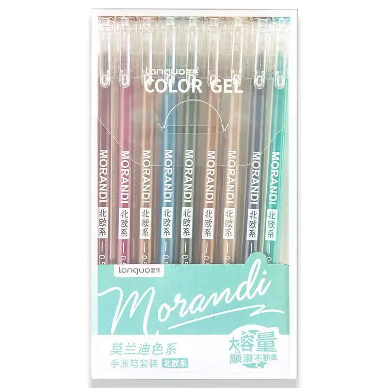 

9pcs/set Morandi Color 0.5mm Quick Drying Gel Pen Small Fresh Color Marker Pen Office School Stationery Large Capacity Gel Pen