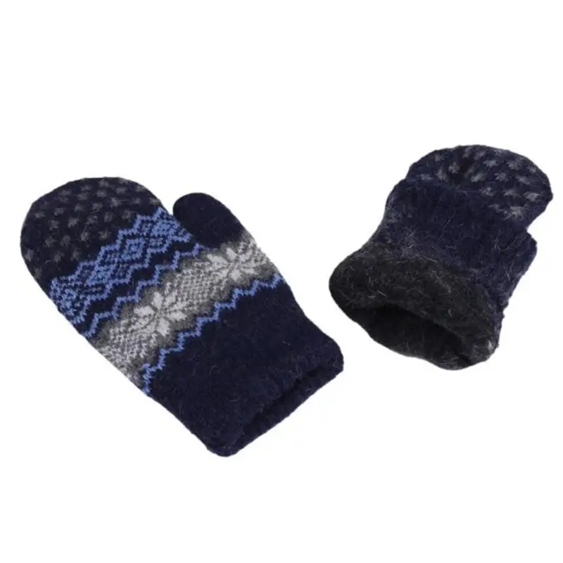 

Winter Warm Knitted Gloves Christmas Jacquard Mittens Women Snowflake Gloves