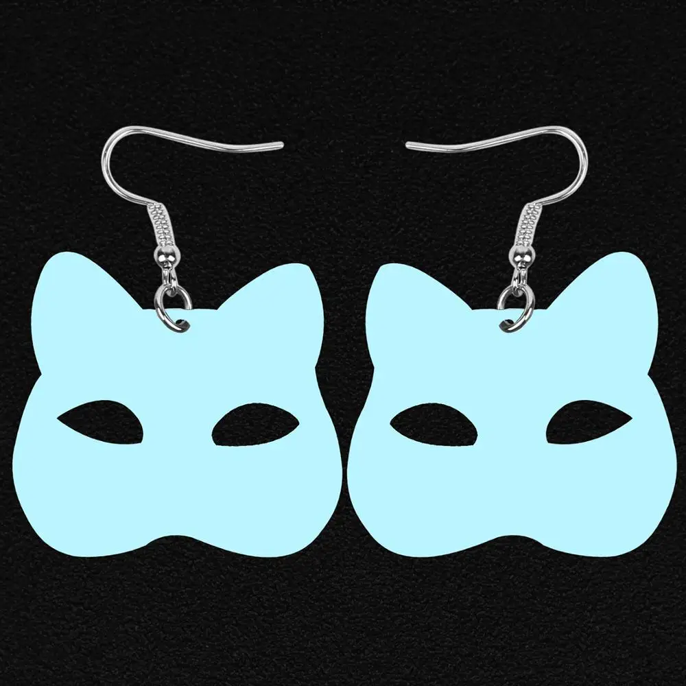 ARWA Acrylic Halloween Big Hollow Anime Black Cat Kitten Mask Earrings Drop Dangle For Girls Teen Festival Gift Charms | Украшения и