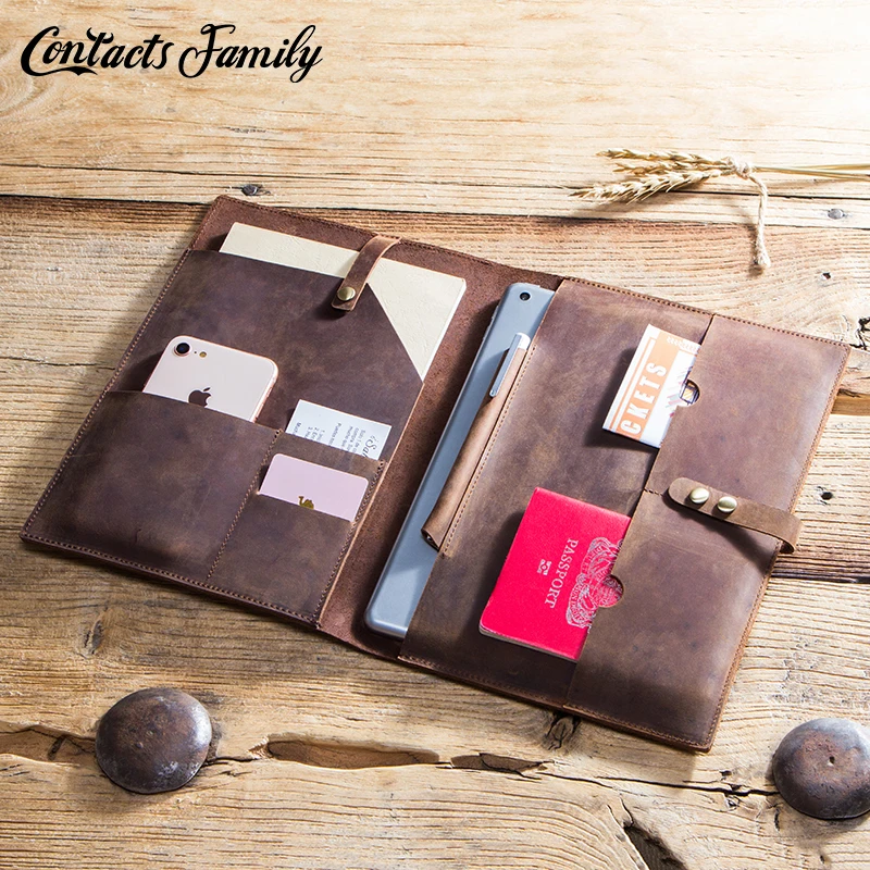 

Genuine Cowhide leather Retro Apple ipad Pro case for iPad Pro 9.7 inch Vintage Crazy horse Leather SleevePouch Hasp Tablet case