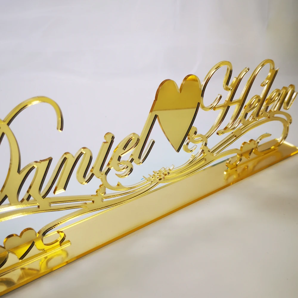 Заказное зеркальное имя для декора стола акриловое зеркало столовая Свадебные