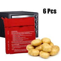 6pcs red reusable microwave potato bag baking cooker washable rice pocket oven easy quick cooking tools kitchen gadgets