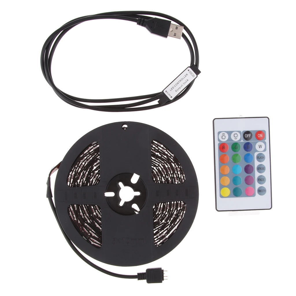 5m LED RGB Light Strip & Remote Control Home Decor Kit For TV Computer Wall |
