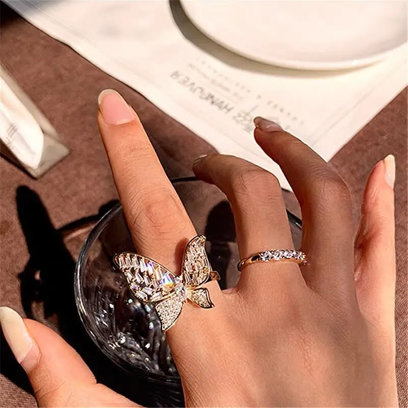 Кольцо AOMU Двухслойное открытое в Корейском стиле женское двухслойная цепочка