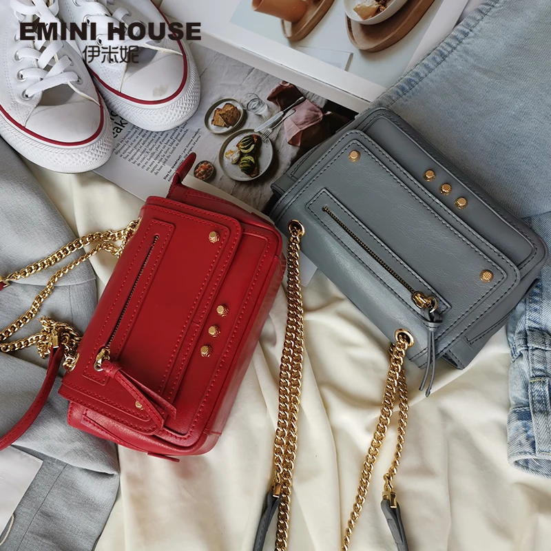 EMINI HOUSE масло воск Кожаная Мотоциклетная сумка спилок на цепочке сумки через