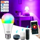 Смарт-светильник Tuya WiFi 10 Вт 15 Вт RGB Светодиодная лампа E27 B22 совместим с Alexa Google Home Tuya Smart Life App Control RGB