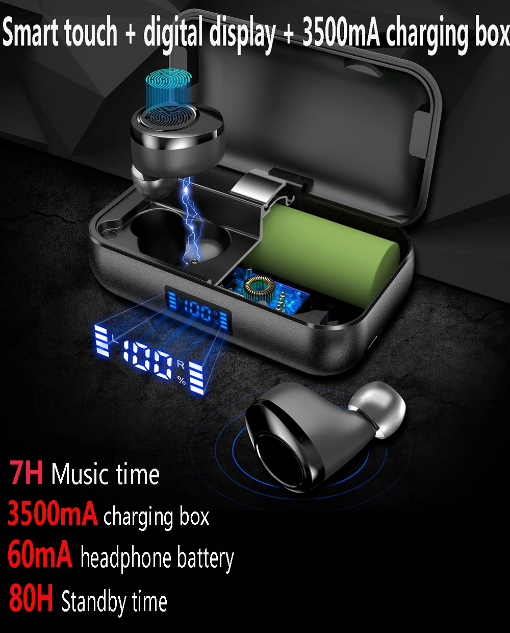 X13 TWS Bluetooth 5,0, наушники, стерео гарнитура, беспроводные наушники, IPX7, водонепроницаемые наушники, 3500 мА/ч, зарядная коробка, Smart touch