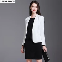 office ladies 2 piece blazer sets women 2021 spring autumn white long sleeve blazer black bodycon dress suit bussiness suit