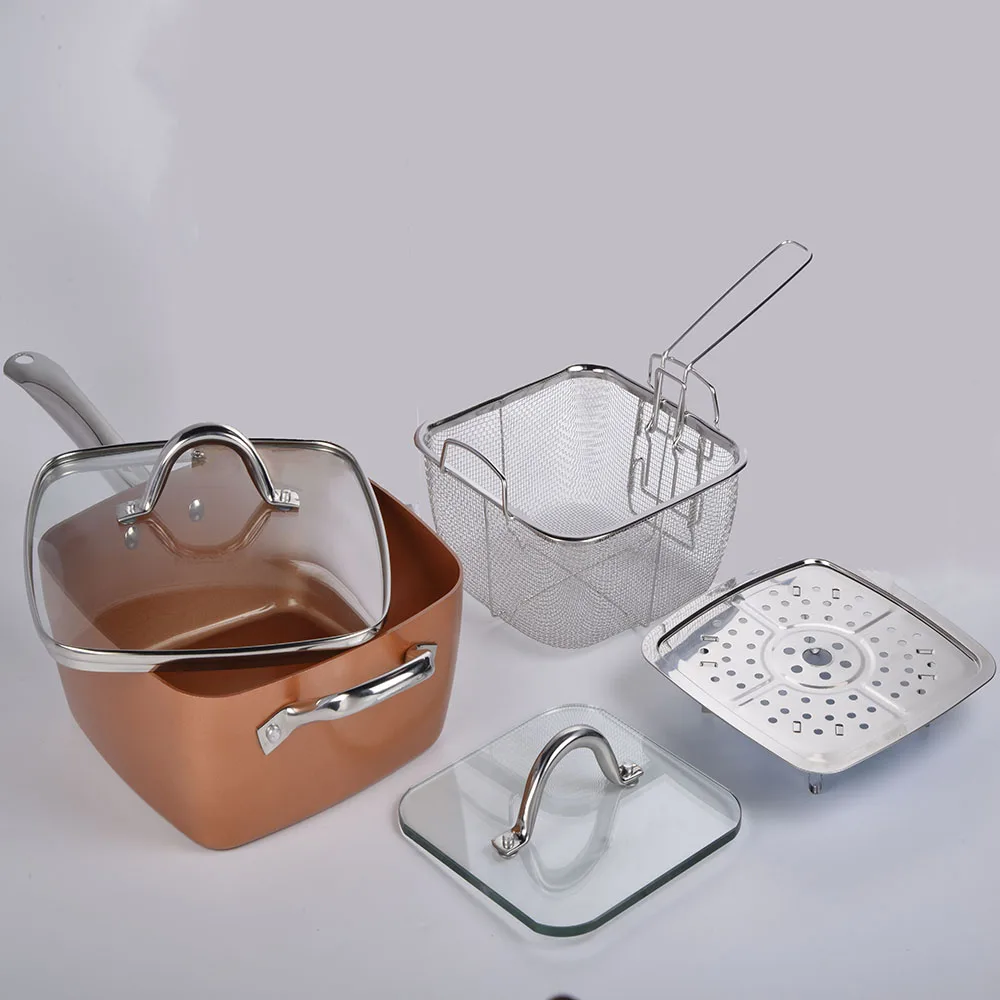 Квадратная сковорода для жарки с крышкой-Сковорода антипригарным покрытием