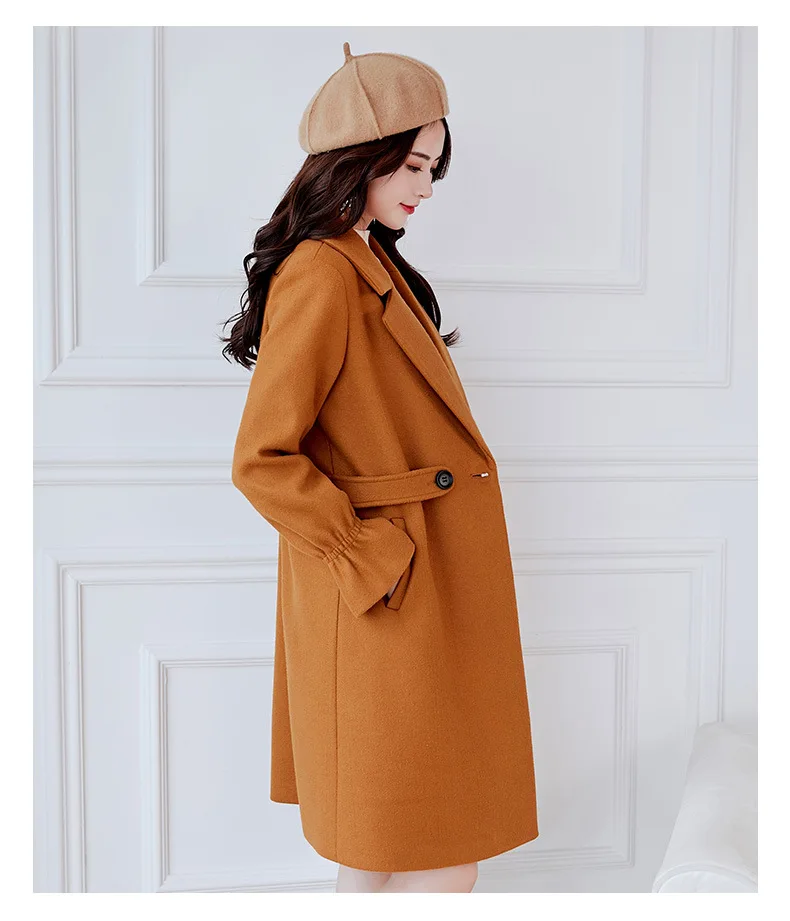 

Korean Winter Wool Coat Women Solid Long Sleeve Coats and Jackets Women Woolen Elegant Trench Coat for Women Plus Size XXL
