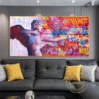 cupid sculpture poster steam wave street graffiti wall art canvas painting ancient greece modular picture home decor living room