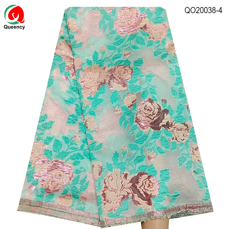 

QO20038 New High Quality American Tulle Lace Fabric Organza Embroidery Lace Nigerian 5 Yards Brocade Jacquard Organza for Party