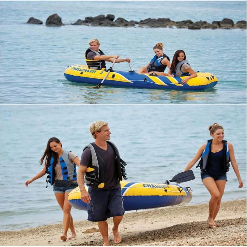 

68370 3 Person Inflatable Rowing Boat Thickened Fishing Boat PVC Material Professional Rubber Boat