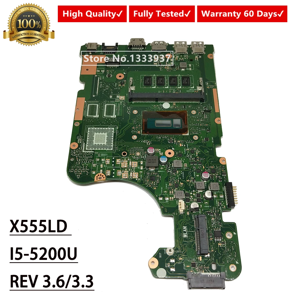 X555LD Laptop motherboard for ASUS X555LAB X555L X555 X555LA mainboard REV 3.3 3.6 SR23Y I5-5200U | Компьютеры и офис