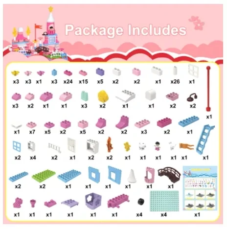 Замок принцессы розовый из кубиков игрушка сделай сам для девочек дом большого