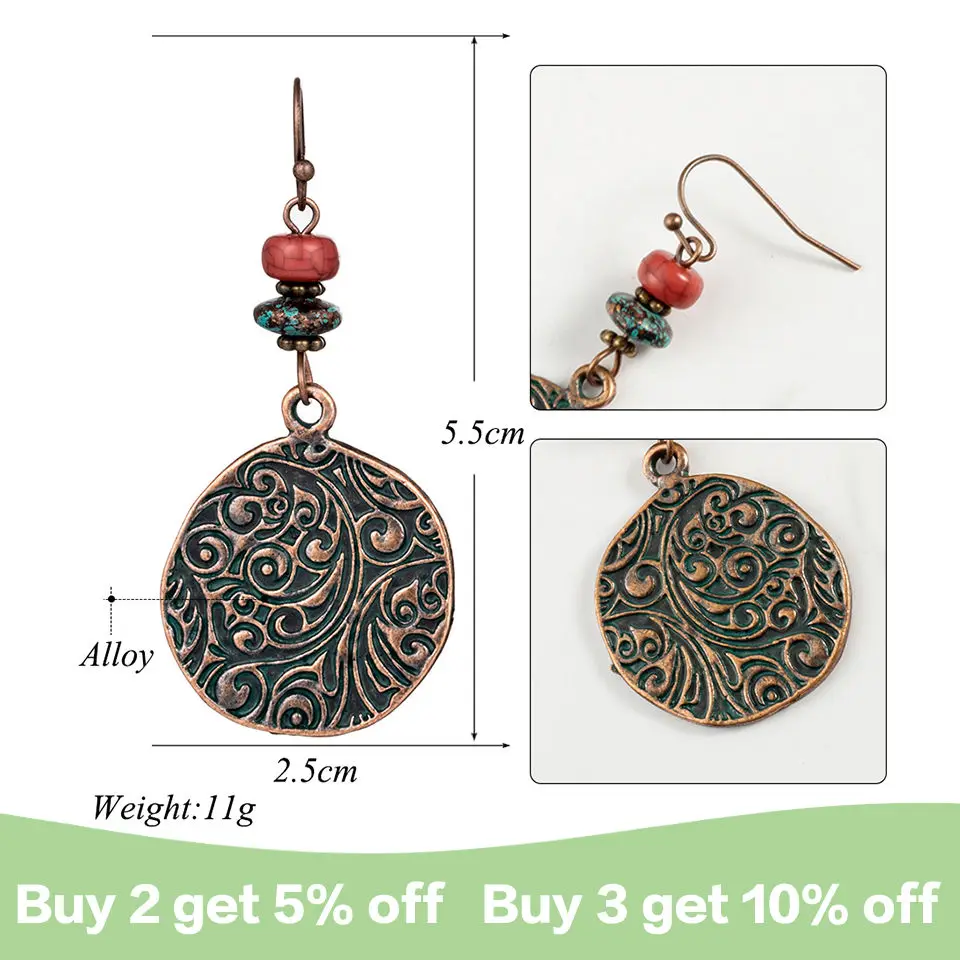Серьги-подвески в этническом стиле женские стильные винтажные висячие