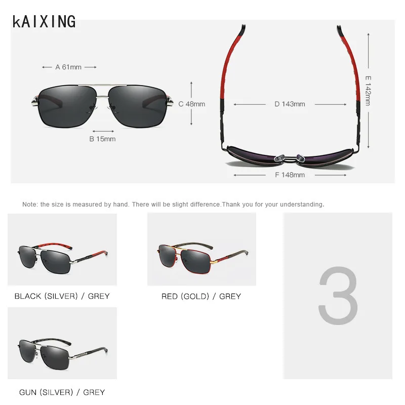 

KAIXING Brand Polarized Fashion Sunglasses Male Vintage Classic Design Car Glasses HD Driving Glasses For Men 2020 gafas hombre