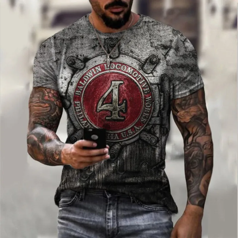 

Футболка мужская оверсайз с коротким рукавом, уличная модная Свободная Повседневная рубашка в стиле ретро, с 3d-надписью, с круглым вырезом, ...