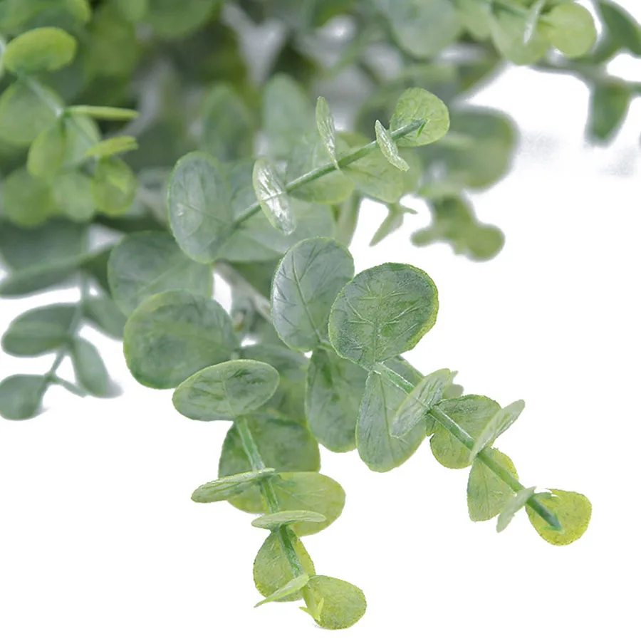

artificial plastic plants leaves tree green eucalyptus branch for garden wedding decoration faux fake foliage christmas decor