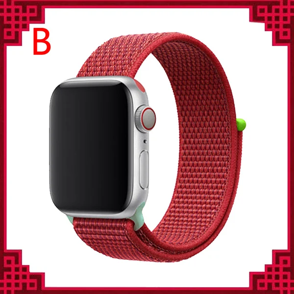 B Ремешок для apple watch band 44 мм correa apple watch 5 4 band 3 2 iwatch band 42 мм 38 мм 40 мм спортивный нейлоновый браслет - Цвет ремешка: B