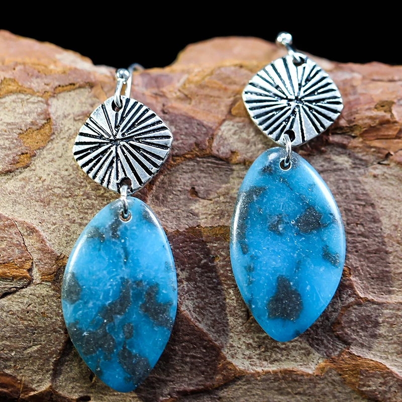 

Boho Ethnic Long Drop Earrings For Women Retro Blue Stone Dangle Ladies Wedding Anniversary Jewelry Gifts Z5M052