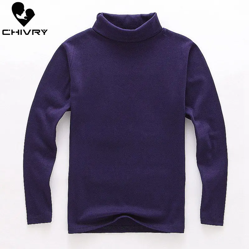 Camiseta lisa de moda para ni&ntilde;os y ni&ntilde;as, Tops de manga larga con cuello redondo, camisetas informales c&aacute;lidas, sudadera, oto&ntilde;o e invierno, 2021-1