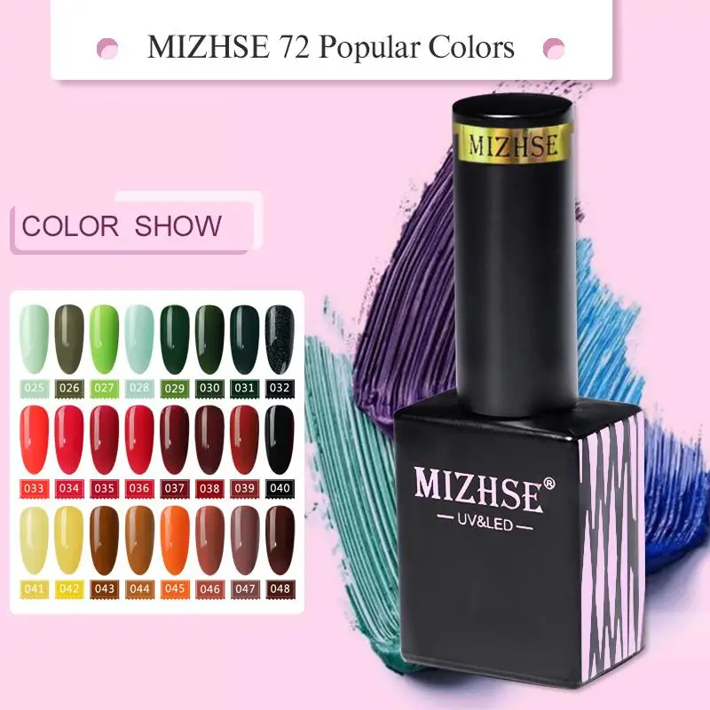 

MIZHSE Gel Polish Semi Permanent Hybrid Varnishes Pure Colors 15ML UV LED Nail Gel Polish For Nail Art Soak Off Shinny Gel