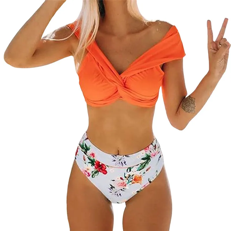Новый купальник hirigin с высокой талией и цветочным рисунком Женский комплект