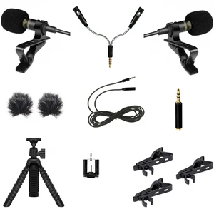 mini usb microphone lapel lavalier mic for phone pc camera external cable mic splitter adapter furry windscreen accessories free global shipping