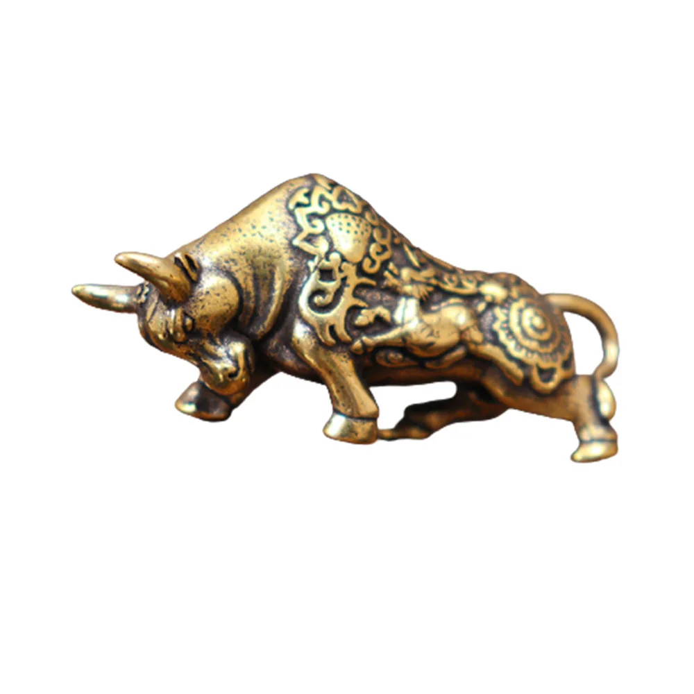 

Brass Bullfighting Key Ring Pendant Vintage Copper Lucky Bull Keychain Charm Chinese Style Car Accessories