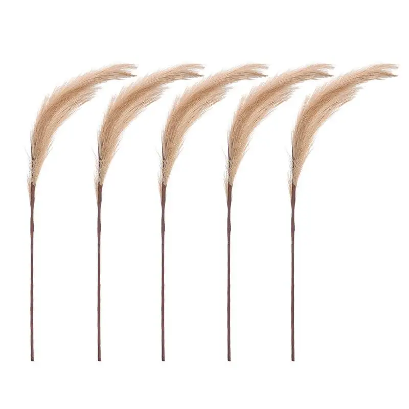 

5pcs Imitation Reed Artificial Reed Decorative Dried Flowers For Home Wedding Artificial Flower Seven-Pointed Reed Ground Flower