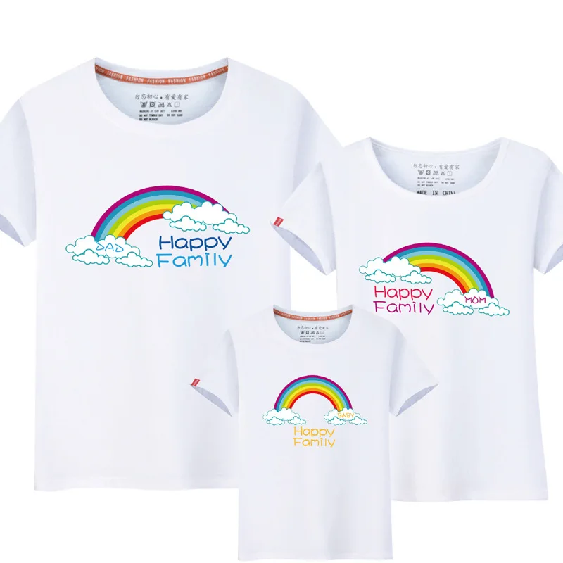 Футболки с короткими рукавами для всей семьи Милая одежда одинаковые платья мамы