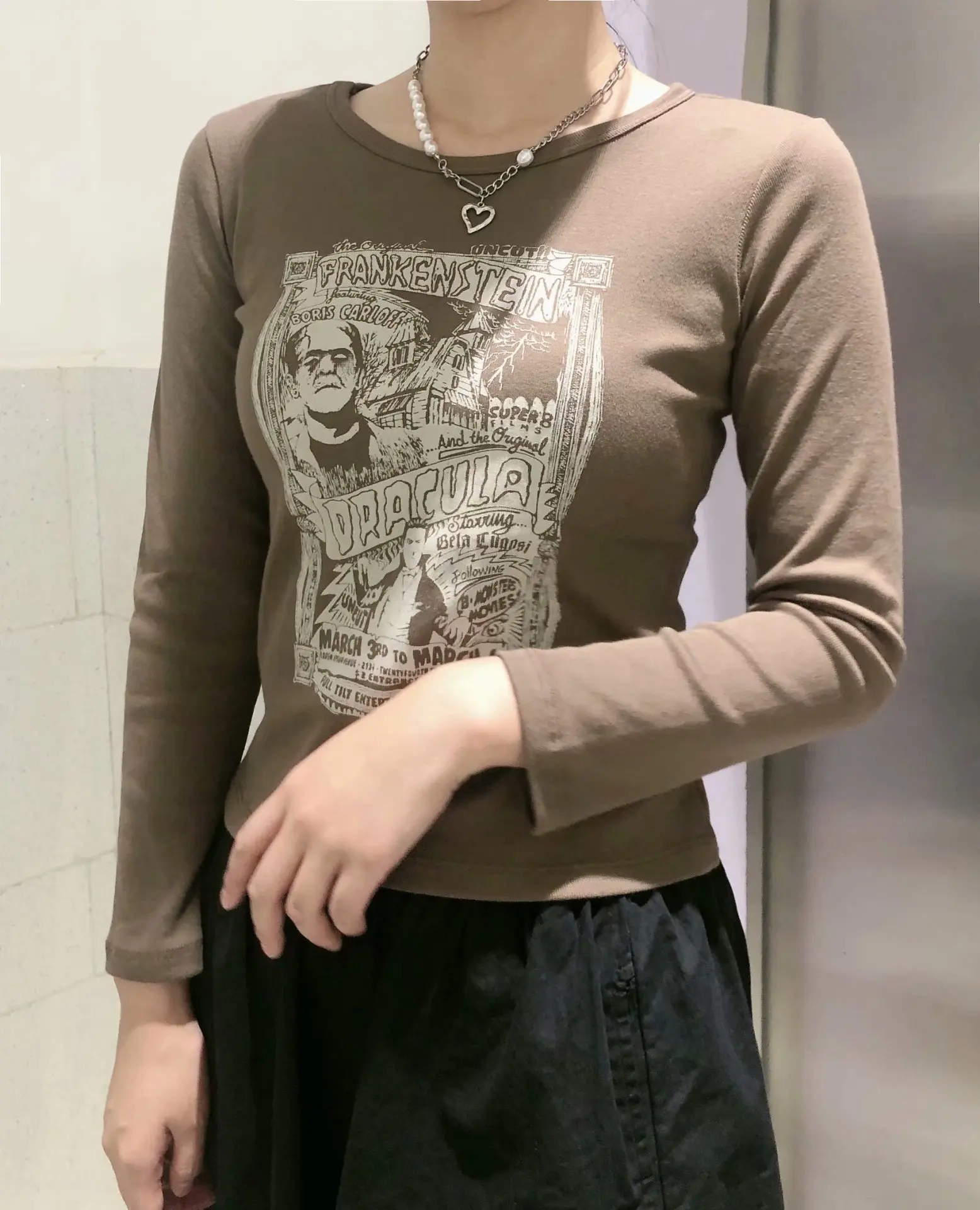 

T Shirt Women Autumn Vintage Aesthetic T-shirts Girls Cotton Y2k Hipster Casual Funny Long Sleeve Top Tees Cotton Brandy Clothes