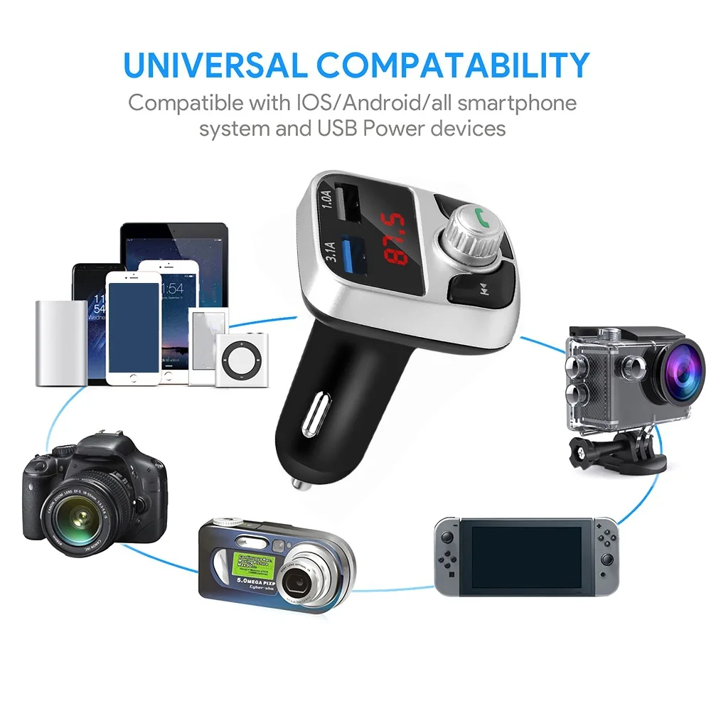 Новинка 3.1A двойной USB AUX комплект беспроводной связи Bluetooth для автомобиля Handsfree Phone