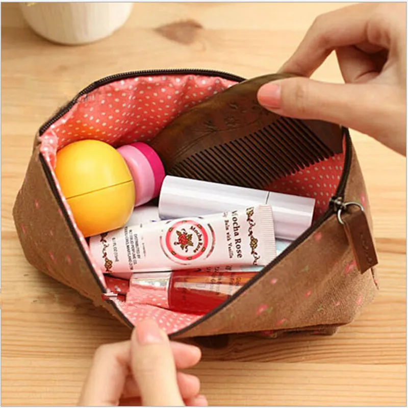 

Women Cosmetic Bags Fresh Canvas Multifunction Floral Makeup Cute Organizer Bag Lady Toiletry Travel Bags