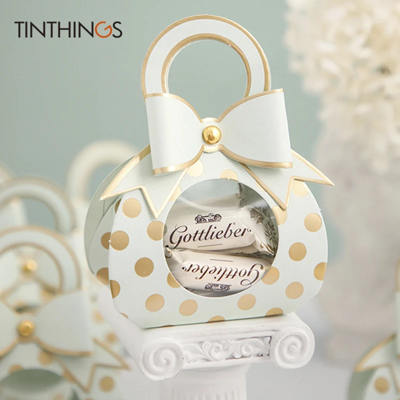 

20PCS Wedding Favors Gift Box Packaging Bags Blue Candy Gift Box For Baby Shower Birthday Pink Small Candy Paper Handle Windows