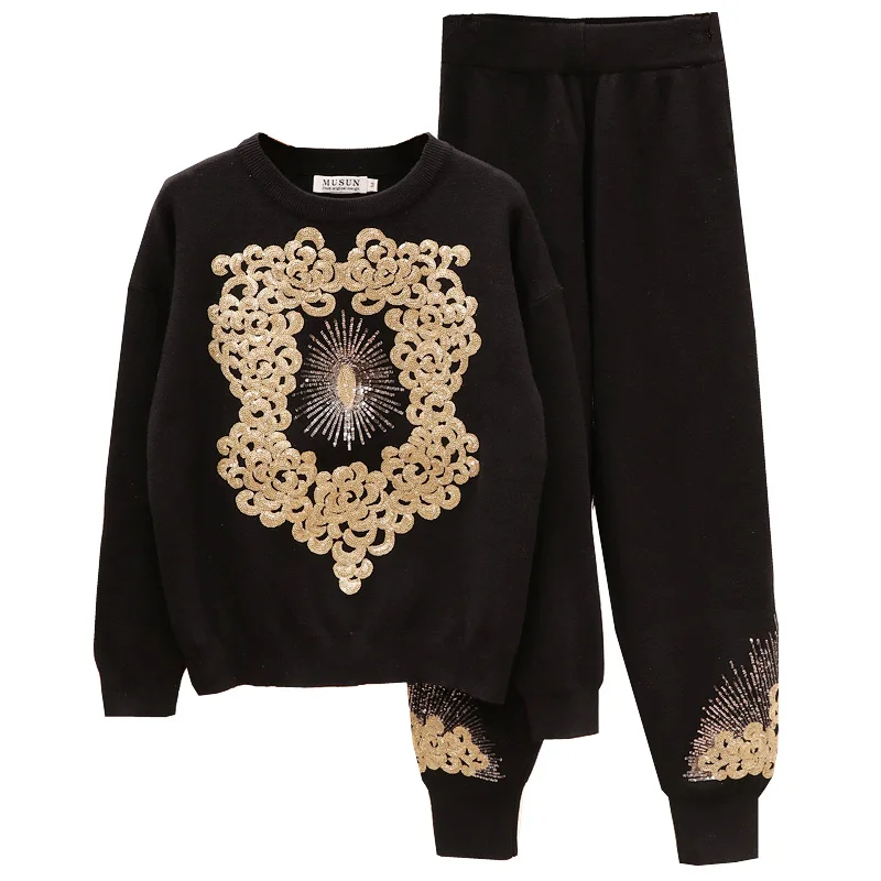 Комплект из двух предметов для женщин Осень зима теплый плотный вязаный пуловер