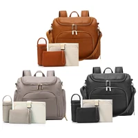 baby diaper bag solid pu leather mummy maternity bag large capacity women travel backpack stroller nursing bag with changing pad