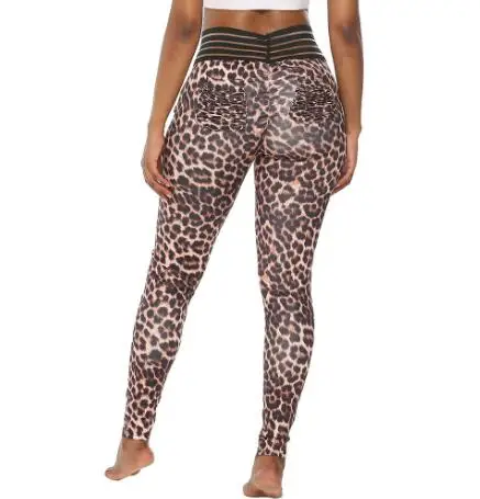 CB119 leopard pant Сетчатый комплект для йоги с карманами, штаны для фитнеса, Ropa Deportiva Mujer, спортивная одежда для спортзала, женский спортивный бюстгальтер, комплект для бега, шорты, спортивный костюм - Цвет: CB119 leopard pant