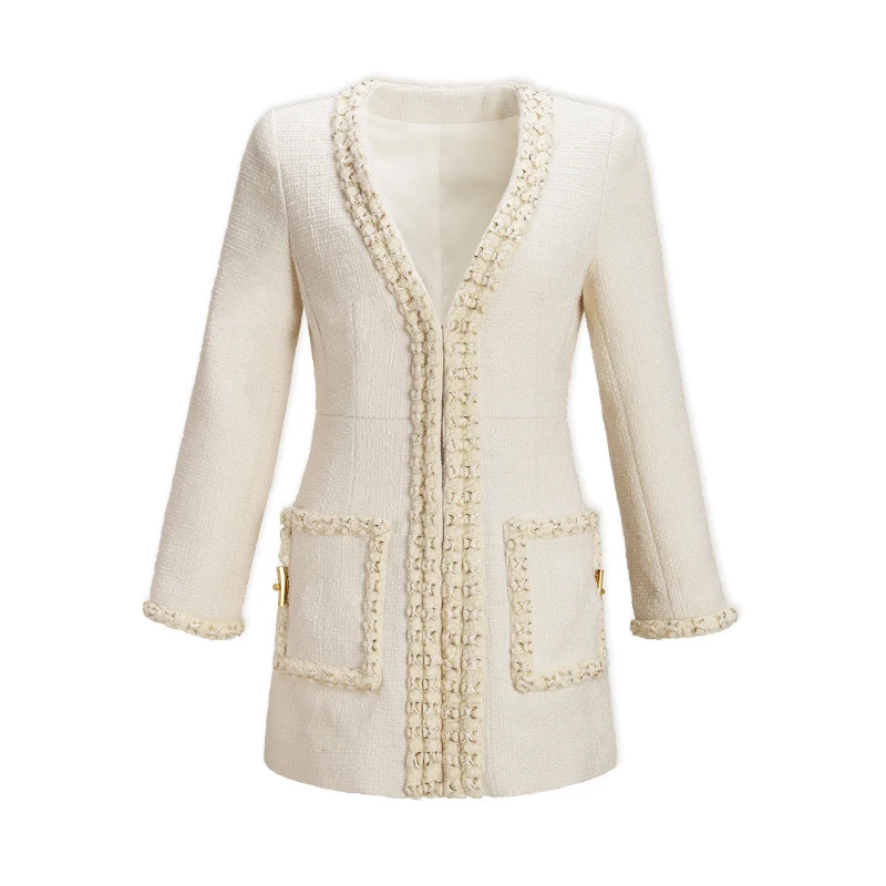 Elegant Ladies Suits Formal Two Piece Set Blazer Mini Dress Runway Designer Luxury Brand Fashion Tweed Long Coat Clothes Female