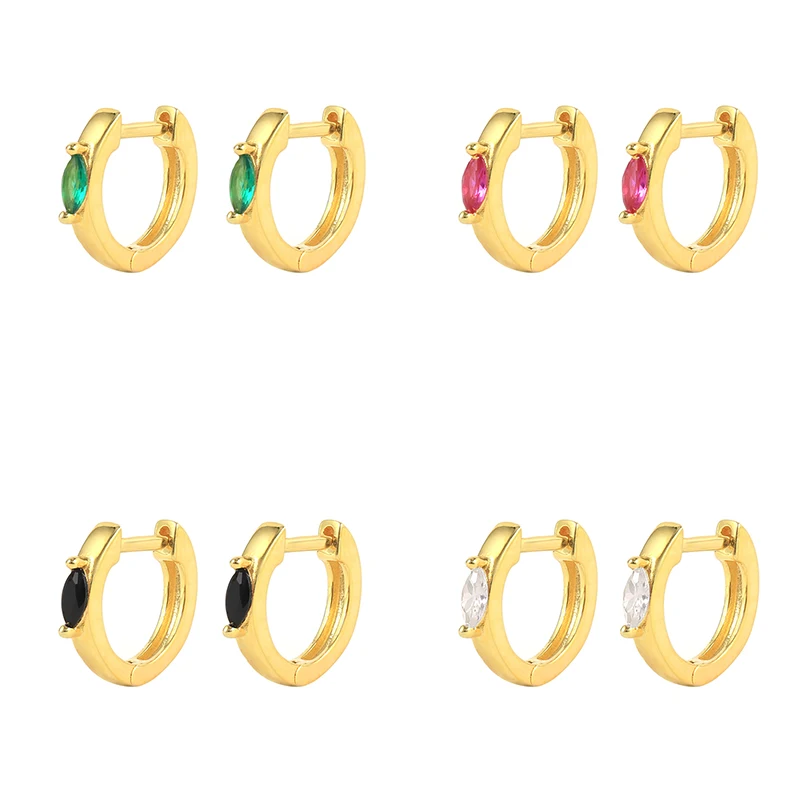 

Viny Green Red White Black Zircon Arc Droplet Earrings For Women 925 Sterling Silver Earrings Hoops Pendientes Fine Jewelry