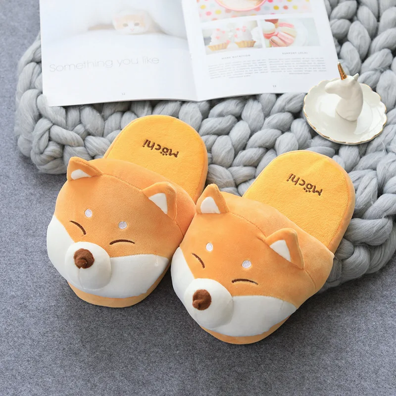 

Men Plush Slippers Funny Animal Home Slides Soft Cartoon Dog Slippers Couple Indoor Slides Warm Cotton Shoes Non-slip Shoes Hot