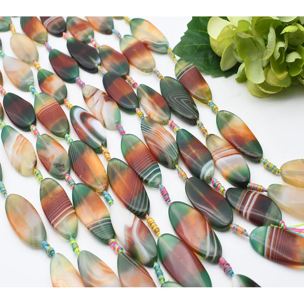 

2 strands/lot Smooth Oval green glossy agate natural stone beads made DIY necklace jewelry 15" free shipping