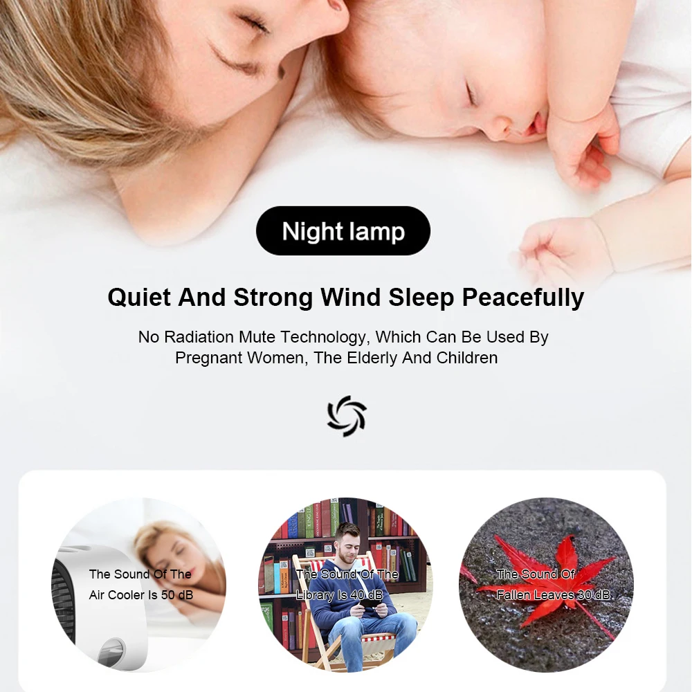 

Mini Air Cooler Portable Air Conditioner Home Air Conditioning Humidifier Purifier USB Desktop 3 Speeds Quiet Air Cooler