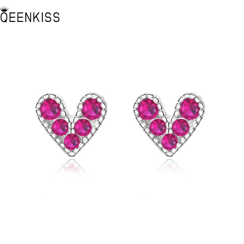 

QEENKISS EG6176 Jewelry Wholesale Fashion Woman Girl Birthday Wedding Gift Heart AAA Zircon 925 Sterling Silver Drop Earrings