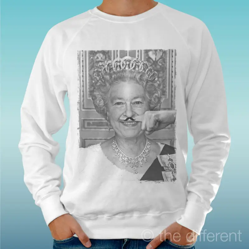 Мужской свитер светильник Белый #034queen elizabeth & #034 moustache road in happiness|Мужские футболки| |