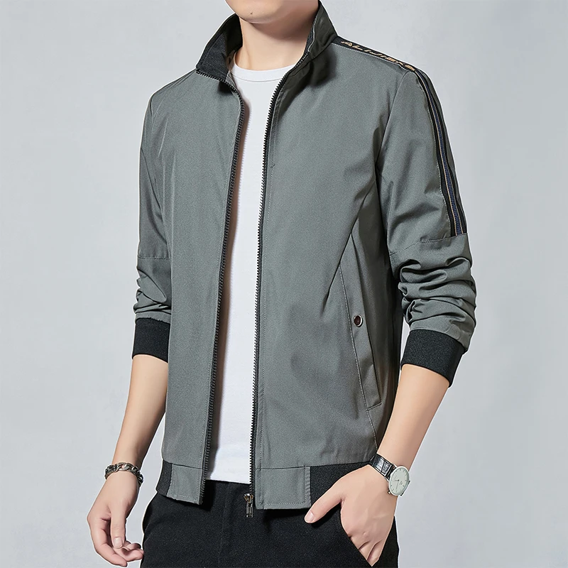 

Spring Autumn Men's Jackets Solid Color Stand Collar Slim Fit Outerwear Zipper Coats Men Large Size Casual Jacket 8XL